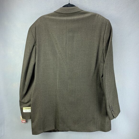 Fenzia Sport Coat Mens 44 Long Lambs Wool 3 Button Closure Blazer Checkered - Picture 5 of 16